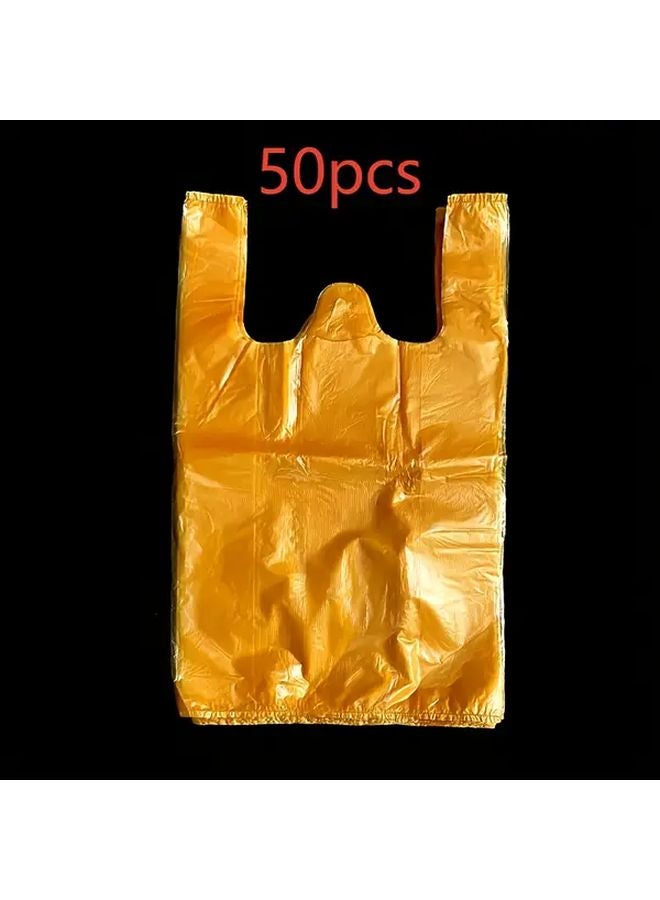 50 قطعة من أكياس التسوق البلاستيكية الصلبة الصفراء 8 × 27 × 11.81 بوصة أكياس حمل ونفايات - Image 1